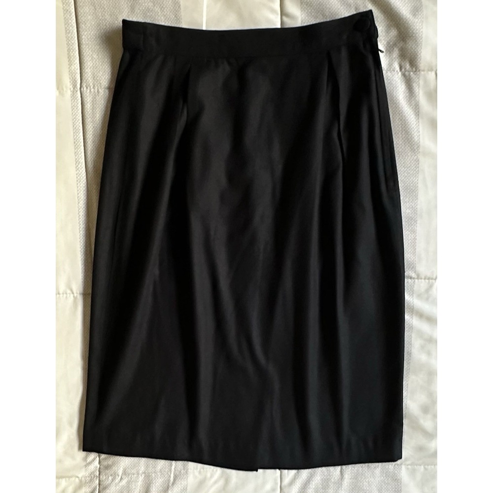 Pat Argenti Silk Skirt Black VTG Size 4P Pleated Top Front Side Zip